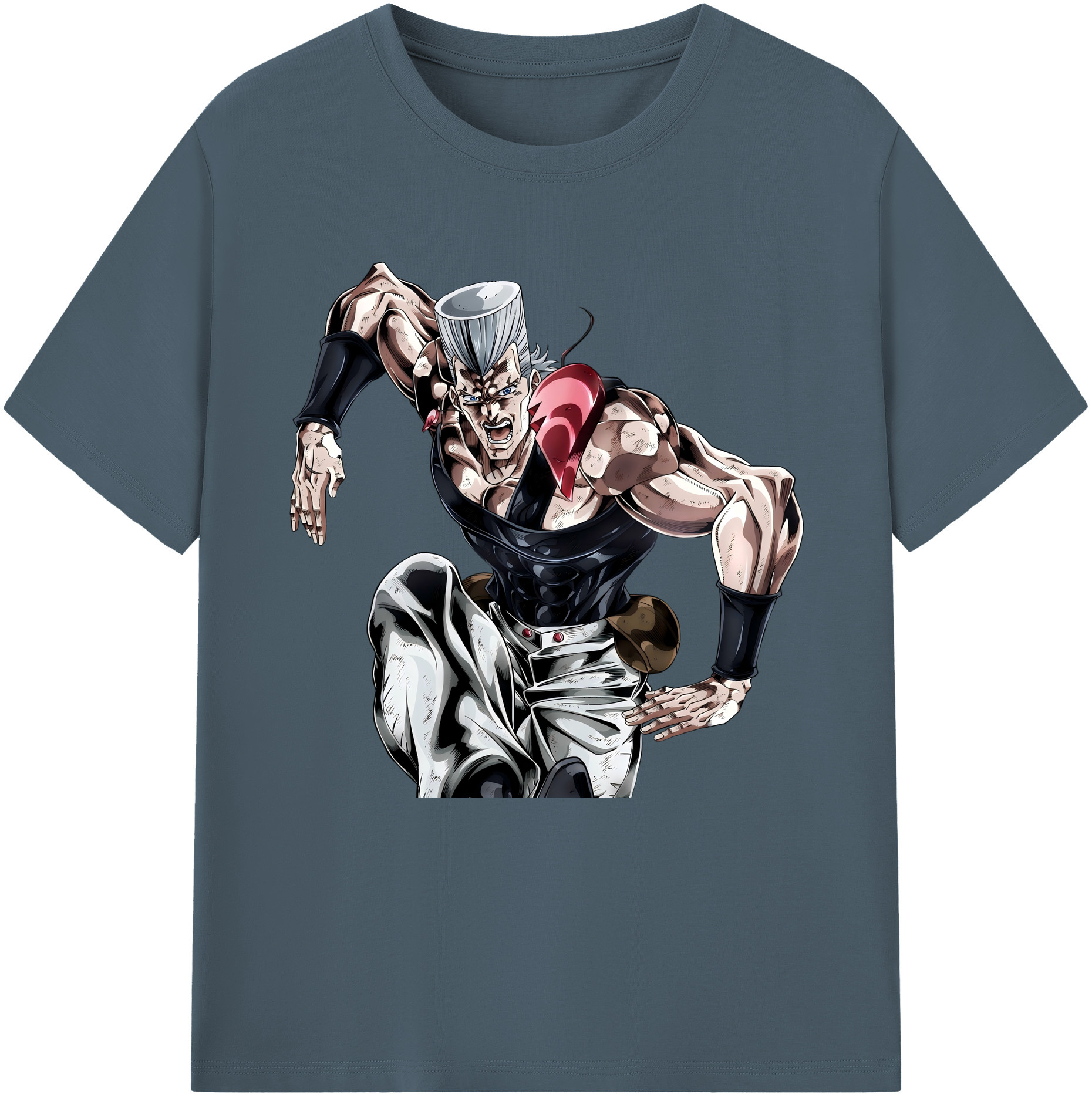 （画像用） ジョジョの奇妙な冒険 ジャン＝ピエール?ポルナレフ JoJo's Bizarre Adventure Jan Pierre Polnareff 綿100％半袖Tシャツ（フロントプリント）